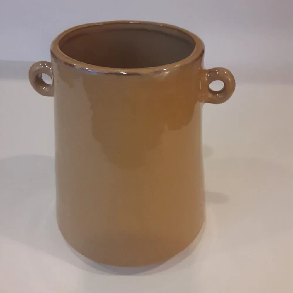 Stoneware Vase/ CrockDistressed Rim Masculine Mixed Decor